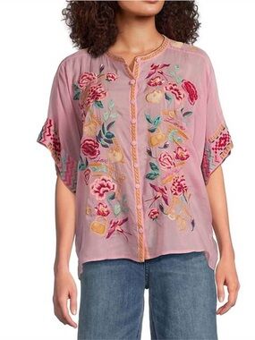 NWT Johnny Was Royylane Blouse in Spring Rose; Size Small. MSRP $264